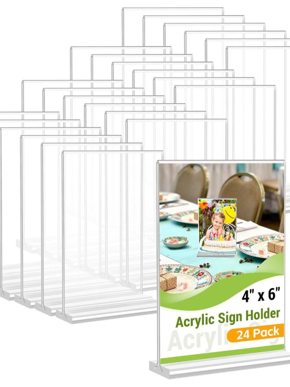 24 Pack Acrylic Sign Holder 4x6 Picture Frame